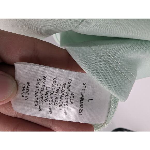 Francescas Women Sz L Knee Length Cap Sleeve Dress Light Teal Crochet Top A Line - Picture 6 of 6